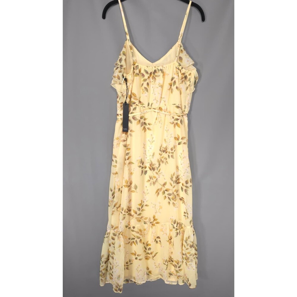 NICOLE MILLER NEW YORK Womens New Maxi Dress LARGE Floral Ruffle Tie Waist